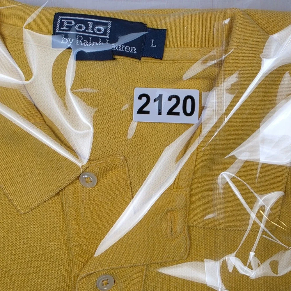 Polo Ralph Lauren Polo Shirt Mens Large Yellow Excellent Short Sleeve Cotton